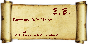 Bertan Bálint névjegykártya
